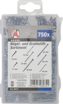 Nagel- und Drahtstifte-Sortiment, 750-tlg.