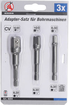 3-teiliges Adapter Set f&uuml;r Elektrobohrer, 1/4 - 3/8 - 1/2