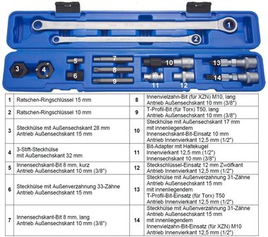 Lichtmaschinen-Freilauf-Werkzeug-Satz 14-tlg