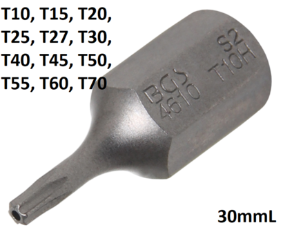 Bit Antrieb Au&szlig;ensechskant (3/8) T-Profil (fur Torx) mit Bohrung