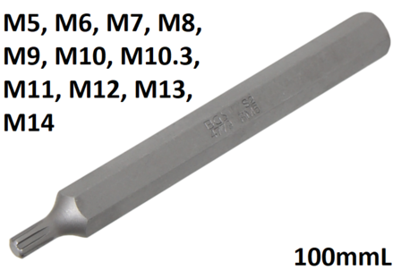 Bit Lange 100mmL Antrieb Au&szlig;ensechskant (3/8) Keil-Profil (fur RIBE)