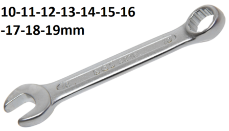 Maul-Ringschlussel, extra kurz SW Metrische lose 10 - 19mm