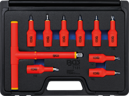 VDE-Bit-Einsatz-Satz Antrieb Innenvierkant (1/2) T-Profil T20 - T55 10-tlg