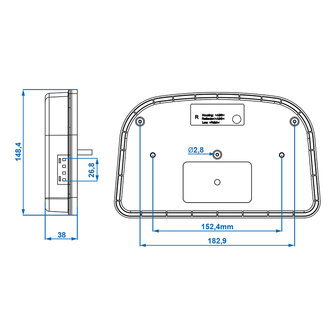 Rucklicht 6 Funktionen 240x150mm LED rechts