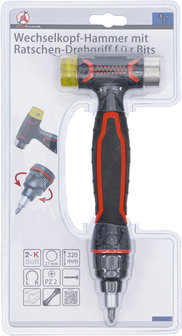 Wechselkopf-Hammer mit Ratschen-Drehgriff fur Bits, umschaltbar 3-in-1