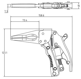 Langbeck-Gripzange mit Pistolengriff 170 mm