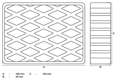 Bgs technic Rubberen pad  voor hefplatforms  160 x 120 x 40 mm