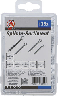 Splinte-Sortiment &Oslash; 1,6 - 3,2 mm 135-tlg
