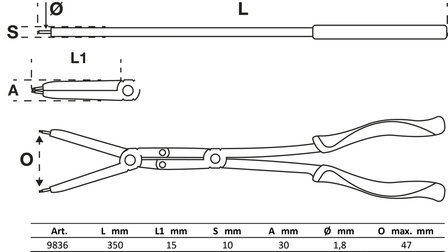 Doppelgelenk-Sprengringzangen-Satz auswechselbare Spitzen 345mm