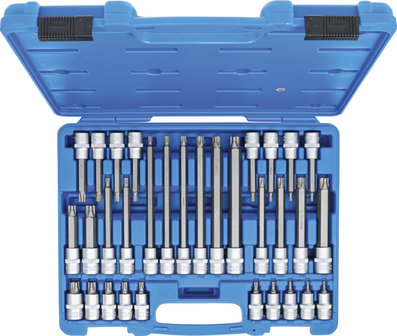 Bit-Einsatz-Satz 12,5 mm (1/2) TP-Profil (f&uuml;r Torx Plus) mit Bohrung TP20 - TP70 32-tlg