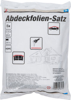 Abdeckfolien-Satz HDPE transparent 4 x 5 m 20 m&sup2; 5-tlg