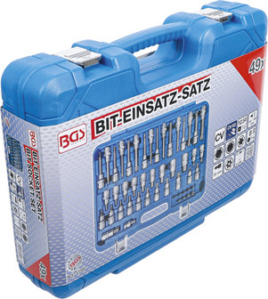 Bit-Einsatz-Satz Antrieb Innenvierkant 12,5 mm (1/2), Au&szlig;ensechskant 8 mm (5/16) 49-tlg