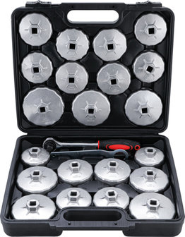&Ouml;lfilterschl&uuml;ssel-Satz Aluminium-Druckguss Antrieb Innenvierkant (1/2) 23-tlg