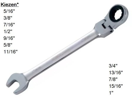Maul-Ratschenschl&uuml;ssel knickbar Zoll