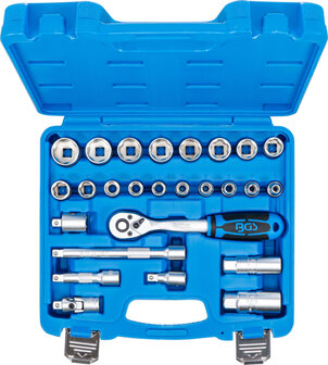 Steckschl&uuml;ssel-Satz Wellenprofil Antrieb 10 mm (3/8) 26-tlg.