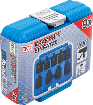 Kraft-Bit-Einsatz-Satz | 12,5 mm (1/2&quot;) | T-Profil (f&uuml;r Torx) T20 - T70 | 9-tlg.