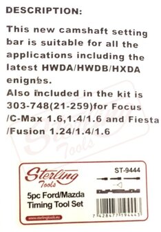Sterling Motor-Einstellwerkzeug-Satz f&uuml;r Ford 5-tlg.