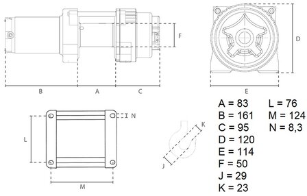 DC-Schleppwinde 12 Volt 1,36 Tonnen