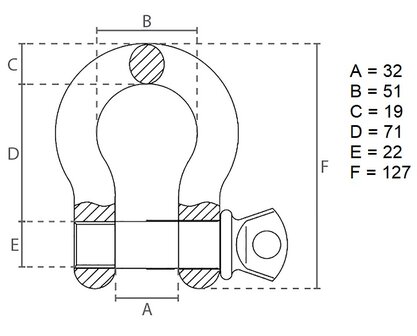 Harfenschakel mit Brustbolzen 4,75 Tonnen x 10 Stuck