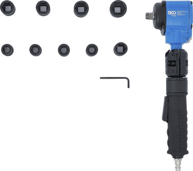 Druckluft-Schlagschrauber abgewinkelt &amp; Kraft-Steckschlussel-Satz (1/2) 650 Nm 10-tlg