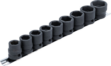 Impact Socket Set, Hexagon, extra flach 12,5 mm (1/2) Antrieb 13 - 24 mm 9 Stck.