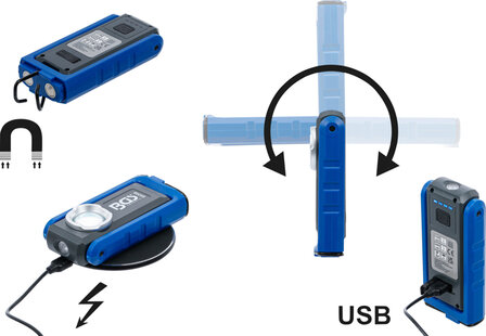 COB-LED-Werkstattleuchte mit Magnet und Haken klappbar mit induktiver Ladefunktion