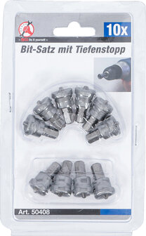 Bit-Satz mit Tiefenstopp f&uuml;r Gipskartonplatten Antrieb Au&szlig;ensechskant 6,3 mm (1/4&quot;) Kreuzschlitz PH2 10-tlg.