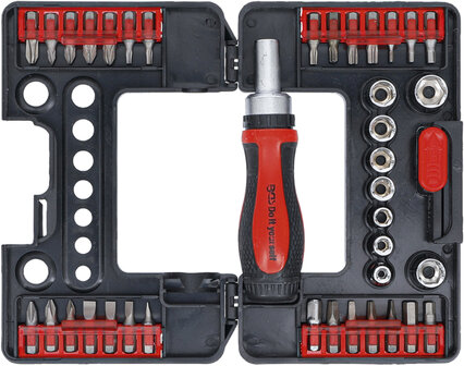 Bit / Socket Set mit Ratschenspinner Griff f&uuml;r Bits, reversibel 38 Stck.