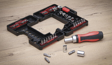 Bit / Socket Set mit Ratschenspinner Griff f&uuml;r Bits, reversibel 38 Stck.