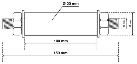 Achsen-Satz fur Schubkarrenrad &Oslash; 20 mm