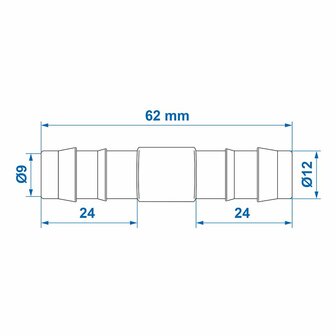 Schlauchverbinder gerade 12mm pro Stuck