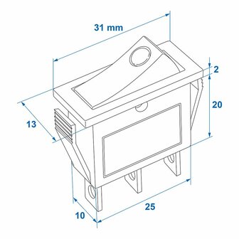 Wippschalter LED blau 12V 24V-max. 10A