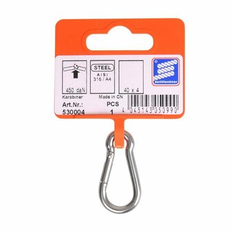 Mosqueton 40x4mm  acero inoxidable A4 AISI 316  450 daN