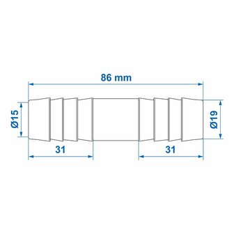 Schlauchverbinder gerade 19mm pro Stuck