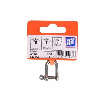D-Schakel kurz 4mm  A4 Edelstahl AISI 316  750 daN