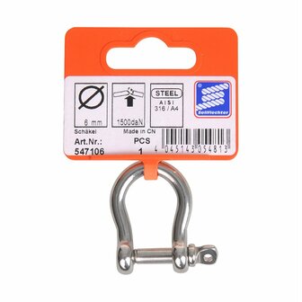Kurzer Harfenverschluss 6mm  A4 Edelstahl AISI 316  1.500 daN
