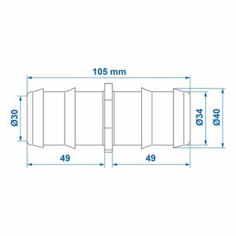 Schlauchverbinder gerade 40mm pro Stuck