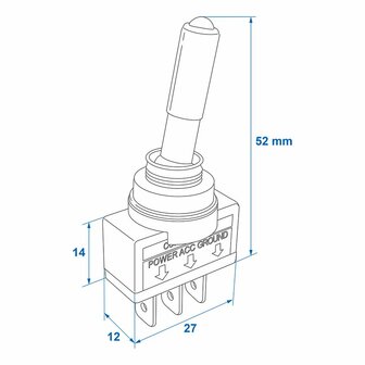 Kippschalter LED rot 12V-max. 20A