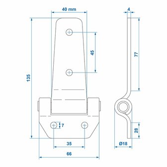 Schmetterlingsscharnier 135x65mm
