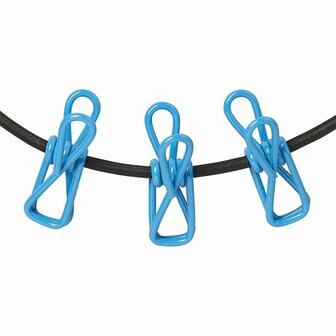 Elastische Wascheleine mit 12 Wascheklammern