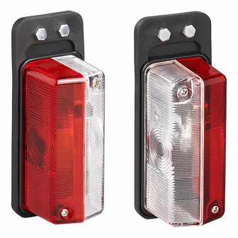 Breite Leuchte rot wei&szlig; 92x42mm auf Halter