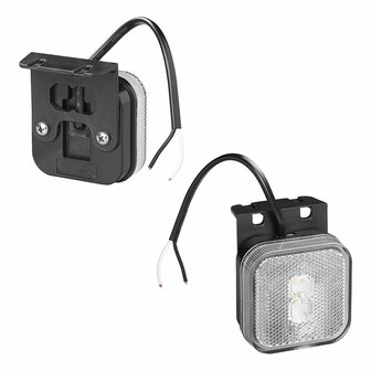 Begrenzungsleuchte 12 24V wei&szlig; 65 x 65 mm LED mit Halter