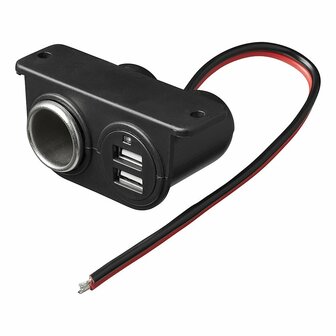 Aufputz-Zigarettenanzunderbuchse + 2xUSB Typ A 12V 24V