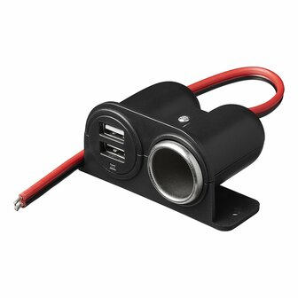 Aufputz-Zigarettenanzunderbuchse + 2xUSB Typ A 12V 24V