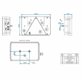 Rucklicht 6 Funktionen 218x140mm links