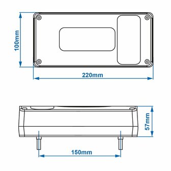 Rucklicht 6 Funktionen 215x100mm links