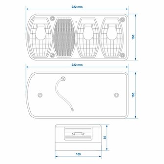 Rucklicht 6 Funktionen 222x100mm links