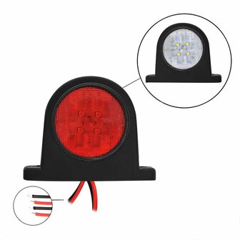 Breite Leuchte rot wei&szlig; 68x62mm 8LED