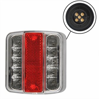 Rucklicht 4 Funktionen 98x105mm 14LED mit 5-poligem EC
