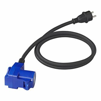 Verlangerungskabel 150cm 3x2 5mm&sup2; von Schukostecker auf gewinkelten CEE Gegenstecker + Schukosteckdose